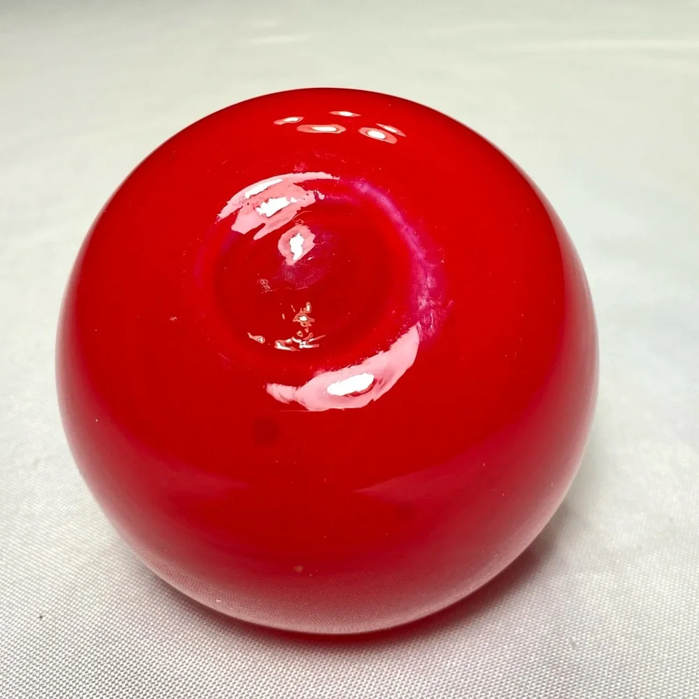 Murano Style Red Tomato Hand Blown Decorative Art Glass Fruit Paperweight 3.5” H